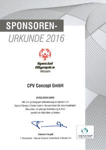 Urkunde Special Olympics Hessen 2016